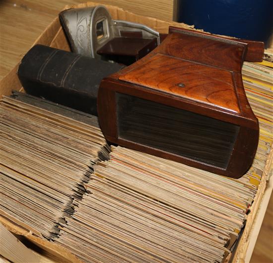 A collection of stereoscopic cards including Boer War and two viewers